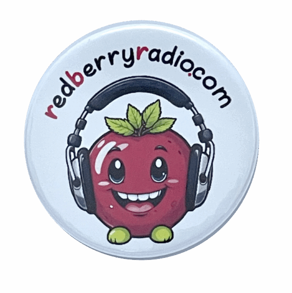 Red Berry Radio 38mm Badge